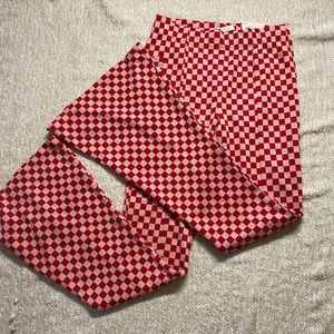 Red/Pink Plaid Flare Pants